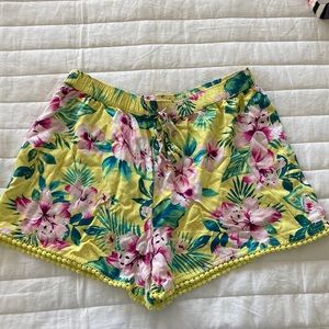 Floral yellow shorts. Hollister size S.